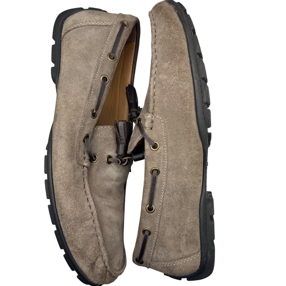 Geox Respira Mens Taupe Suede Tassel Loafers Driving Shoes Size 44 EU - Picture 4 of 8
